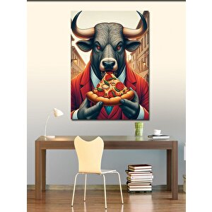 Kanvas Tablo Pizza Yiyen Boğa 50x70 cm