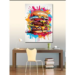 Kanvas Tablo Renkli Hamburger 50x70 cm