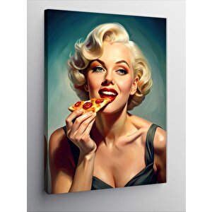 Kanvas Tablo Pizza Yiyen Marilyn Monroe 100x140 cm