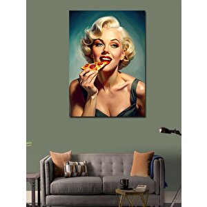 Kanvas Tablo Pizza Yiyen Marilyn Monroe 100x140 cm