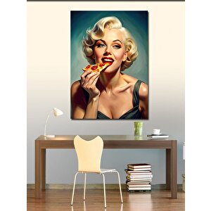 Kanvas Tablo Pizza Yiyen Marilyn Monroe 100x140 cm