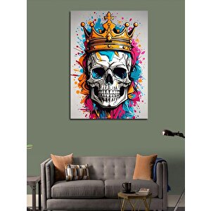 Kanvas Tablo Taçlı Kral Kurukafa 70x100 cm