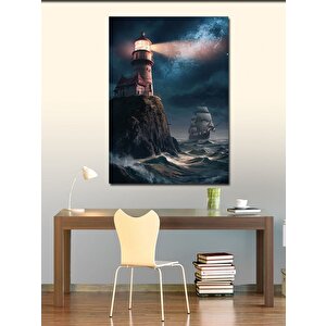 Kanvas Tablo Deniz Feneri Ve Yelkenli Gemi 50x70 cm
