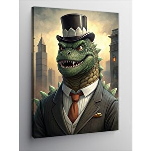 Kanvas Tablo Takım Elbiseli Dinozor 70x100 cm