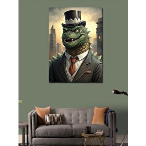 Kanvas Tablo Takım Elbiseli Dinozor 70x100 cm