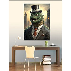 Kanvas Tablo Takım Elbiseli Dinozor 70x100 cm