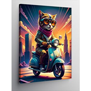 Kanvas Tablo Motor Kullanan Kedi 70x100 cm