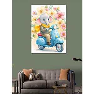 Kanvas Tablo Yavru Motorcu Fil 70x100 cm