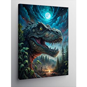 Kanvas Tablo Korkunç Dinozor 100x140 cm