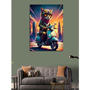 Kanvas Tablo Motor Kullanan Kedi 50x70 cm