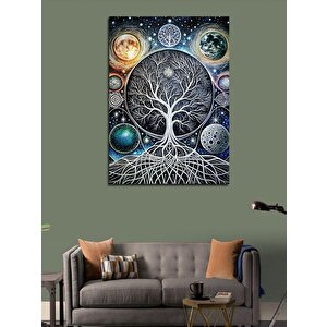 Kanvas Tablo Soyut Ağaç Ve Gezegenler 50x70 cm