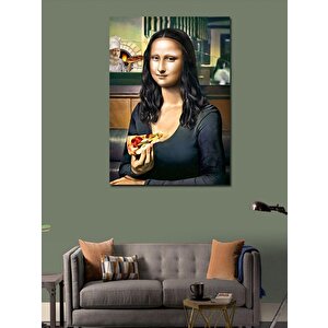 Kanvas Tablo Pizza Yiyen Mona Lisa 100x140 cm