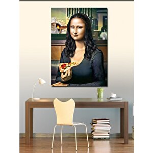 Kanvas Tablo Pizza Yiyen Mona Lisa 100x140 cm