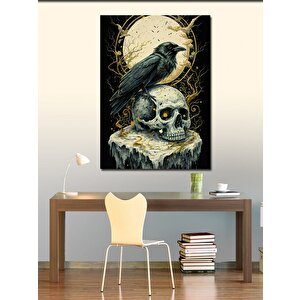 Kanvas Tablo Mistik Karga Ve Kuru Kafa 50x70 cm