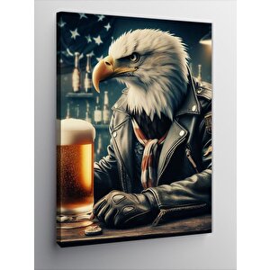 Kanvas Tablo Bardaki Beyaz Başlı Kartal 50x70 cm