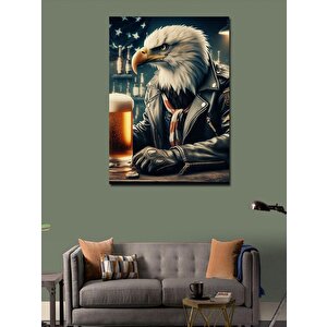 Kanvas Tablo Bardaki Beyaz Başlı Kartal 50x70 cm