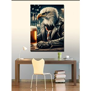 Kanvas Tablo Bardaki Beyaz Başlı Kartal 50x70 cm