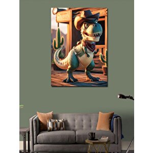 Kanvas Tablo Kovboy Dinozor 100x140 cm
