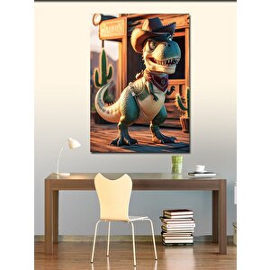Kanvas Tablo Kovboy Dinozor 100x140 cm