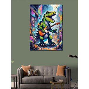 Kanvas Tablo Gitar Çalan Dinazor 70x100 cm