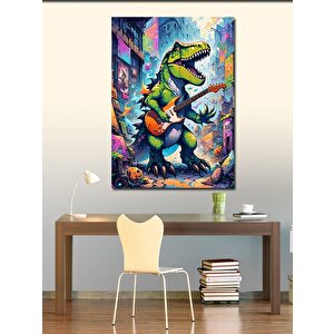 Kanvas Tablo Gitar Çalan Dinazor 70x100 cm