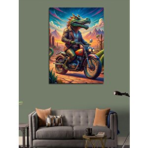 Kanvas Tablo Motorcu Timsah 100x140 cm