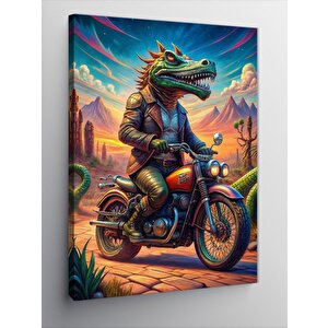 Kanvas Tablo Motorcu Timsah 70x100 cm
