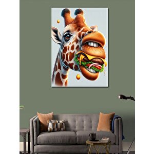 Kanvas Tablo Hamburger Yiyen Zürafa
