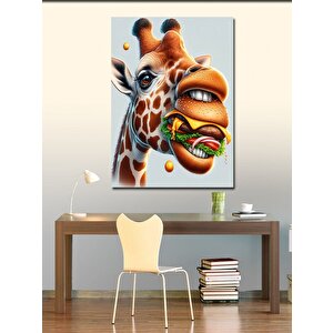 Kanvas Tablo Hamburger Yiyen Zürafa 50x70 cm
