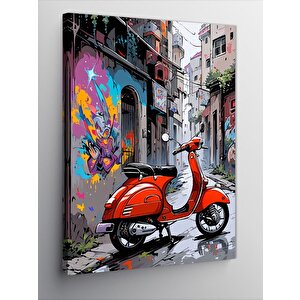 Kanvas Tablo Kırmızı Scooter Motor 50x70 cm