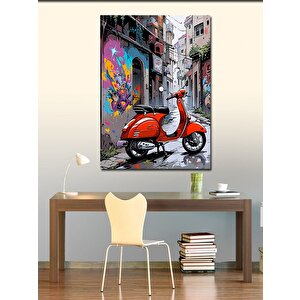 Kanvas Tablo Kırmızı Scooter Motor 50x70 cm