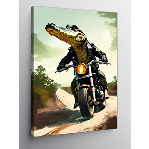 Kanvas Tablo Timsah Motorsikletli 50x70 cm
