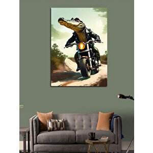 Kanvas Tablo Timsah Motorsikletli 50x70 cm