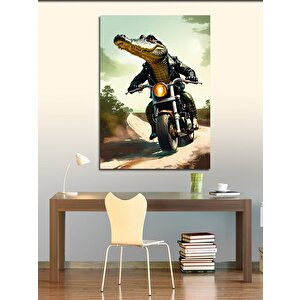 Kanvas Tablo Timsah Motorsikletli 50x70 cm