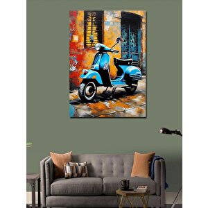 Kanvas Tablo Mavi Scooter Motor 70x100 cm