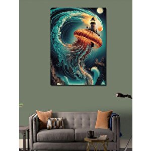 Kanvas Tablo Soyut Denizanası Ve Deniz Feneri 70x100 cm