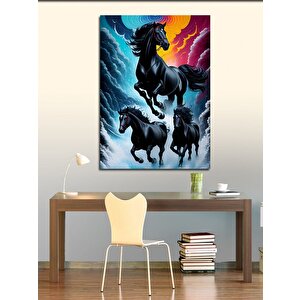 Kanvas Tablo Siyah Atlar 100x140 cm