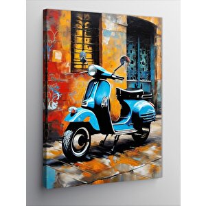 Kanvas Tablo Mavi Scooter Motor 100x140 cm