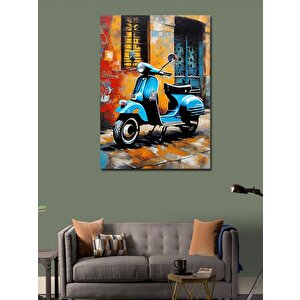 Kanvas Tablo Mavi Scooter Motor 100x140 cm