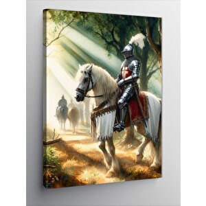Kanvas Tablo Beyaz At Ve Şövalye 50x70 cm