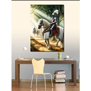 Kanvas Tablo Beyaz At Ve Şövalye 50x70 cm