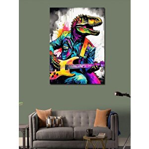 Kanvas Tablo Gitar Çalan Dinazor 100x140 cm