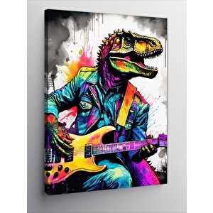 Kanvas Tablo Gitar Çalan Dinazor 70x100 cm