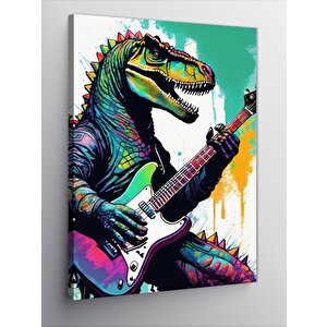Kanvas Tablo Gitar Çalan Dinazor 50x70 cm