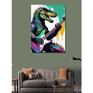 Kanvas Tablo Gitar Çalan Dinazor 50x70 cm