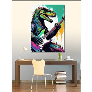 Kanvas Tablo Gitar Çalan Dinazor 50x70 cm