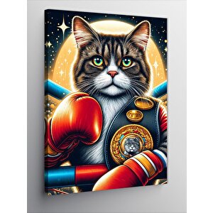Kanvas Tablo Boksör Kedi Ve Kemeri 70x100 cm