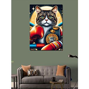 Kanvas Tablo Boksör Kedi Ve Kemeri 50x70 cm