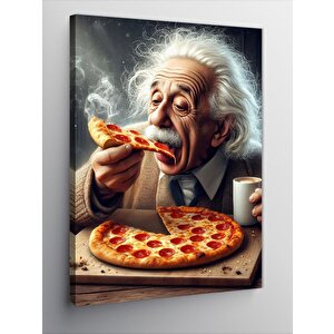 Kanvas Tablo Pizza Yiyen Albert Einstein 100x140 cm