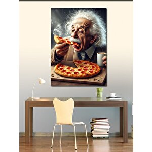 Kanvas Tablo Pizza Yiyen Albert Einstein 70x100 cm